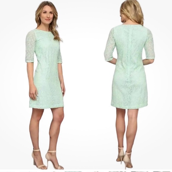 Pendleton Mint Green Lace Shift Dress - Picture 1 of 15